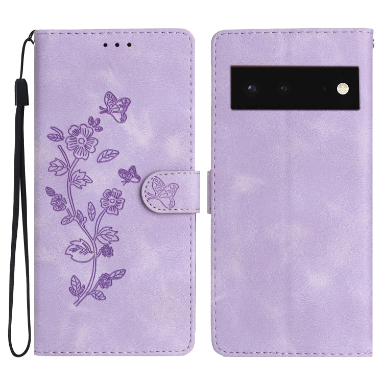 Flower Butterfly Embossing Pattern Leather Phone Case, For Google Pixel 6a, For Google Pixel 6 Pro, For Google Pixel 6