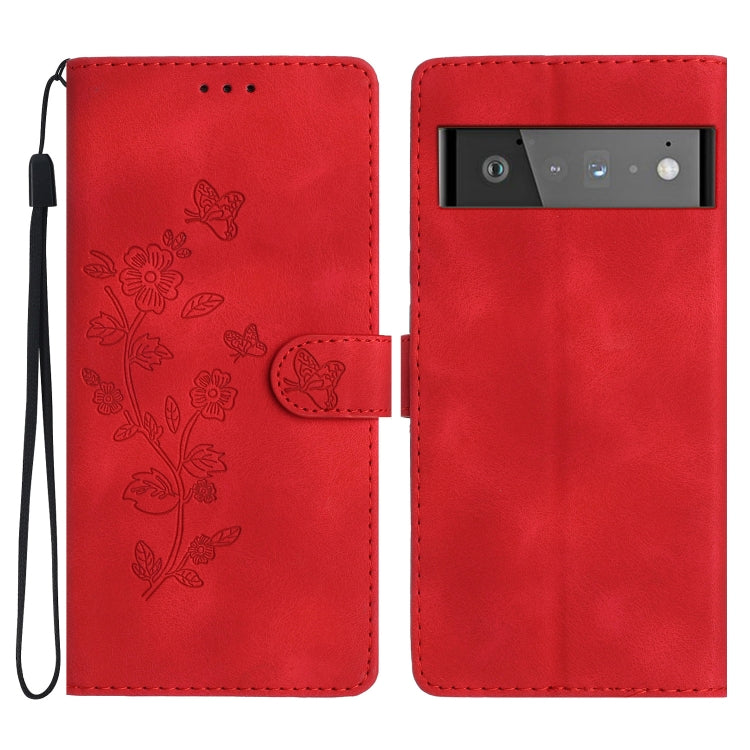 Flower Butterfly Embossing Pattern Leather Phone Case, For Google Pixel 6a, For Google Pixel 6 Pro, For Google Pixel 6