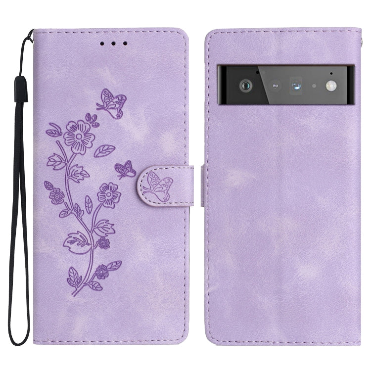 Flower Butterfly Embossing Pattern Leather Phone Case, For Google Pixel 6a, For Google Pixel 6 Pro, For Google Pixel 6