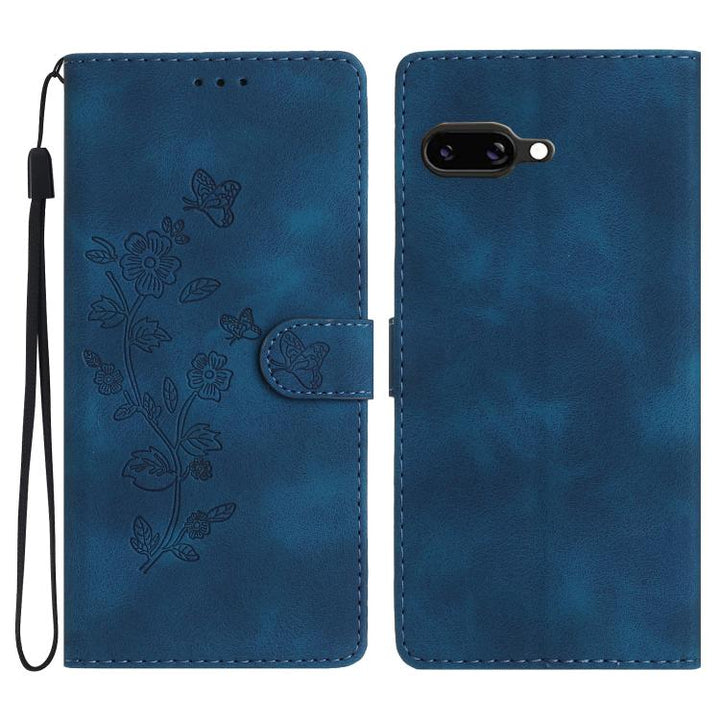 Flower Butterfly Embossing Pattern Leather Phone Case, For Google Pixel 9a, For Google Pixel 8 Pro, For Google Pixel 8, For Google Pixel 7a, For Google Pixel 7 Pro