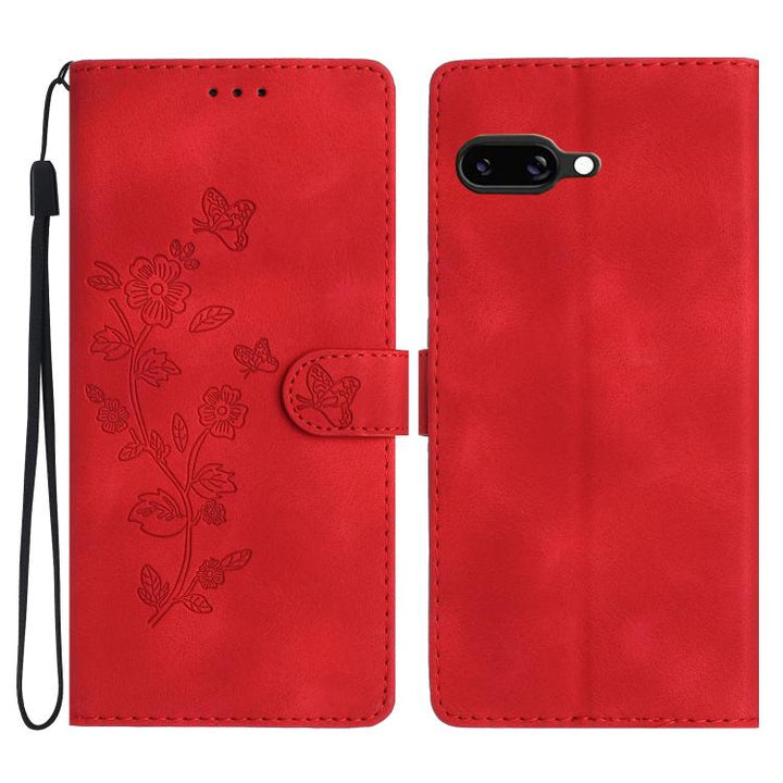 Flower Butterfly Embossing Pattern Leather Phone Case, For Google Pixel 9a, For Google Pixel 8 Pro, For Google Pixel 8, For Google Pixel 7a, For Google Pixel 7 Pro