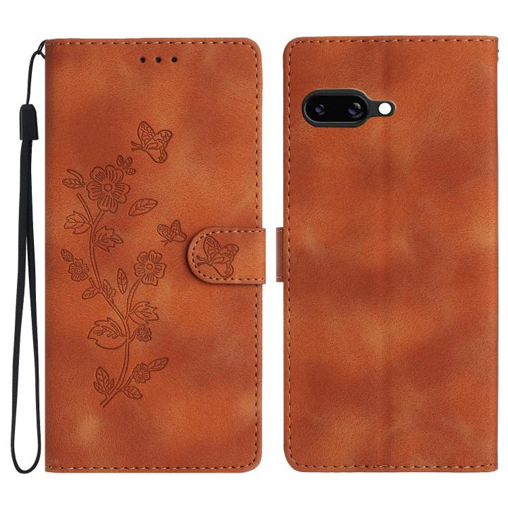 Flower Butterfly Embossing Pattern Leather Phone Case, For Google Pixel 9a, For Google Pixel 8 Pro, For Google Pixel 8, For Google Pixel 7a, For Google Pixel 7 Pro