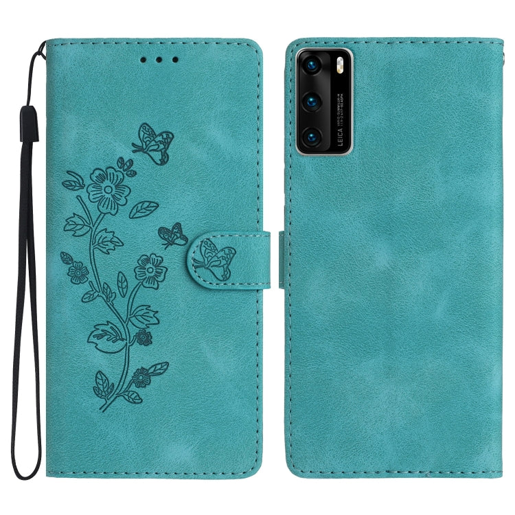 Flower Butterfly Embossing Pattern Leather Phone Case, For Huawei Y6p, For Huawei Y5p, For Huawei P40 lite, For Huawei P40 Pro, For Huawei P40