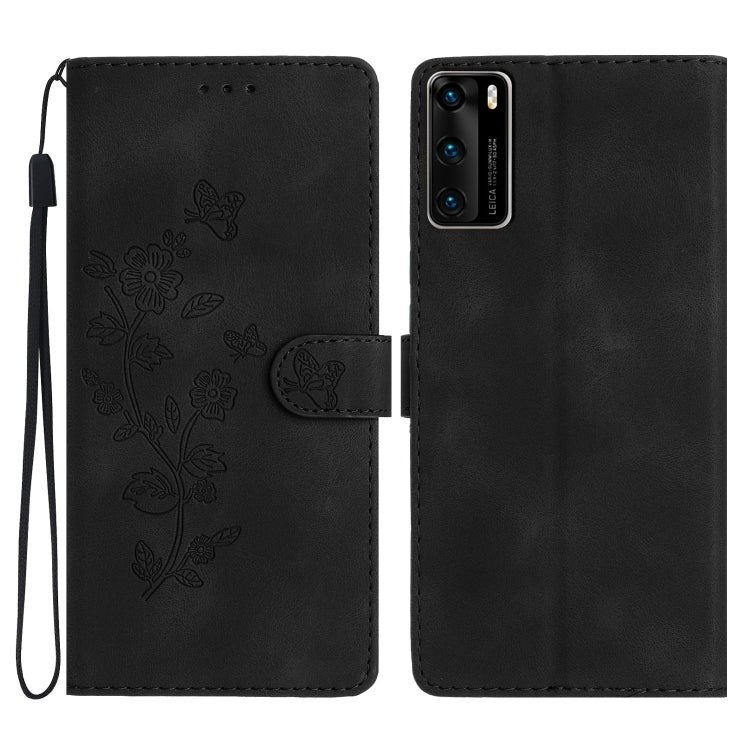 Flower Butterfly Embossing Pattern Leather Phone Case, For Huawei Y6p, For Huawei Y5p, For Huawei P40 lite, For Huawei P40 Pro, For Huawei P40