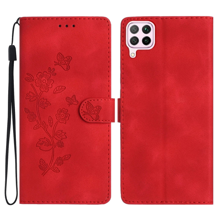 Flower Butterfly Embossing Pattern Leather Phone Case, For Huawei Y6p, For Huawei Y5p, For Huawei P40 lite, For Huawei P40 Pro, For Huawei P40