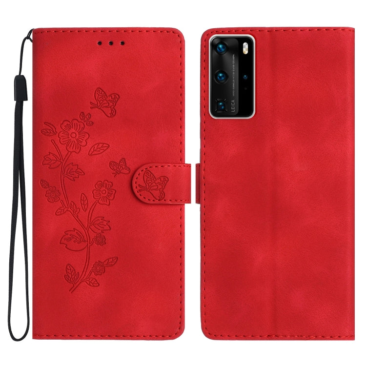 Flower Butterfly Embossing Pattern Leather Phone Case, For Huawei Y6p, For Huawei Y5p, For Huawei P40 lite, For Huawei P40 Pro, For Huawei P40