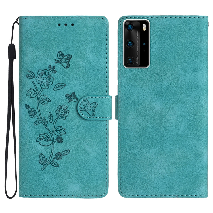 Flower Butterfly Embossing Pattern Leather Phone Case, For Huawei Y6p, For Huawei Y5p, For Huawei P40 lite, For Huawei P40 Pro, For Huawei P40