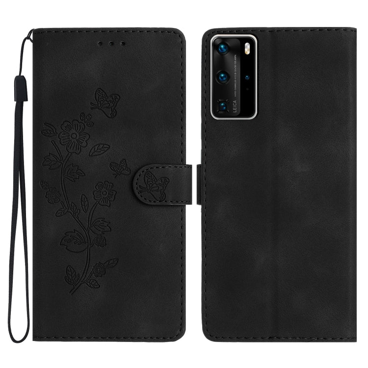 Flower Butterfly Embossing Pattern Leather Phone Case, For Huawei Y6p, For Huawei Y5p, For Huawei P40 lite, For Huawei P40 Pro, For Huawei P40