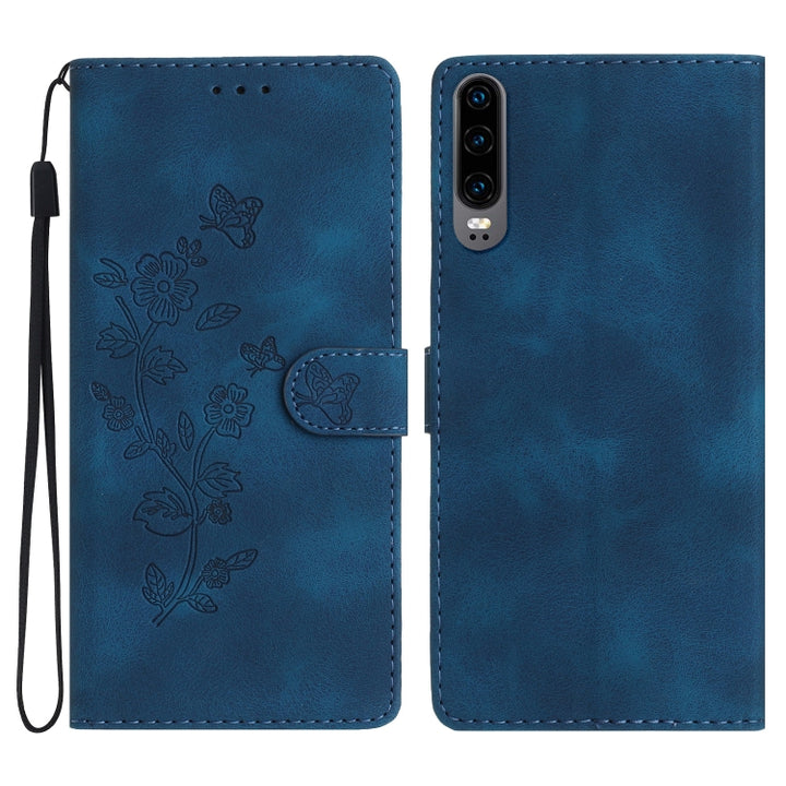 Flower Butterfly Embossing Pattern Leather Phone Case, For Huawei P30 lite, For Huawei P30 Pro, For Huawei P30