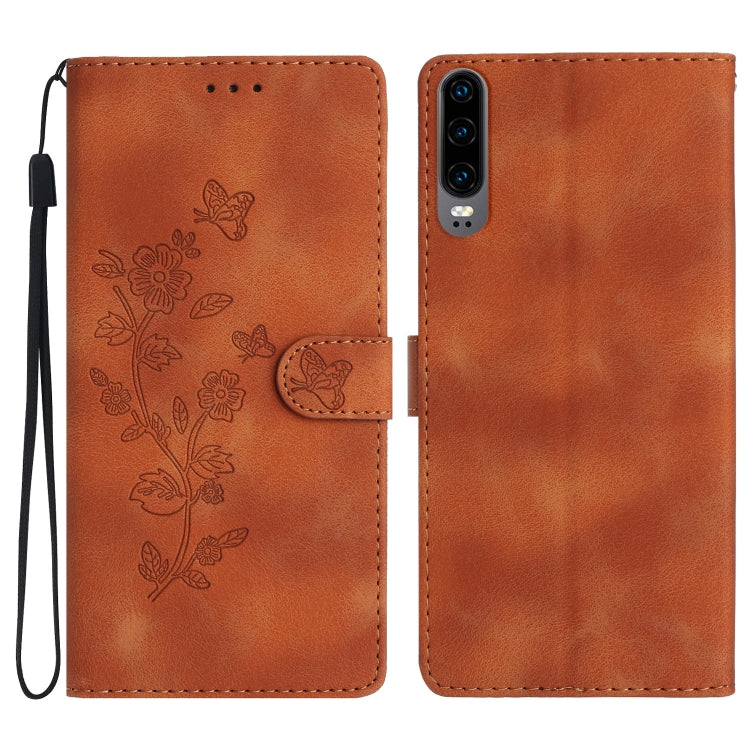 Flower Butterfly Embossing Pattern Leather Phone Case, For Huawei P30 lite, For Huawei P30 Pro, For Huawei P30