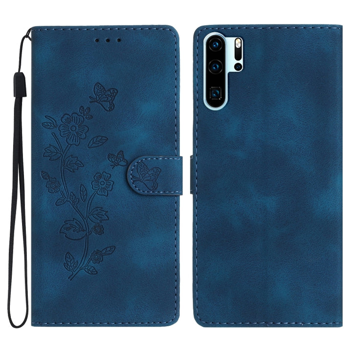 Flower Butterfly Embossing Pattern Leather Phone Case, For Huawei P30 lite, For Huawei P30 Pro, For Huawei P30