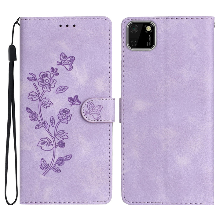 Flower Butterfly Embossing Pattern Leather Phone Case, For Huawei Y6p, For Huawei Y5p, For Huawei P40 lite, For Huawei P40 Pro, For Huawei P40