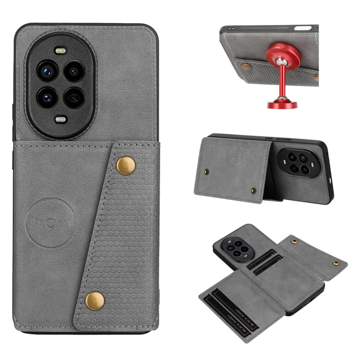 Double Buckle Card Slots Magnetic Phone Case, For Huawei Mate 70 Pro / 70 Pro+, For Huawei Mate 70, For Huawei nova 13 Pro, For Huawei Pura 70 Pro, For Huawei Pura 70, For Huawei Mate 60