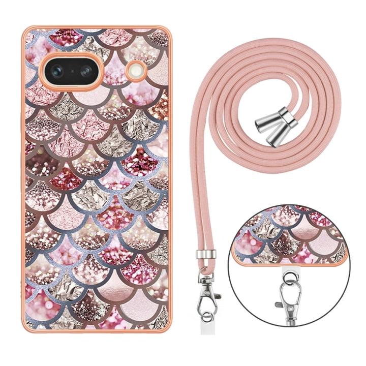 Electroplating IMD TPU Phone Case with Lanyard, For Google Pixel 7a, For Google Pixel 6a