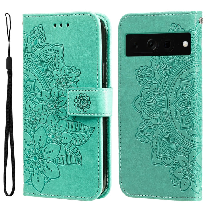 Seven-petal Flowers Embossing Leather Phone Case, For Google Pixel 7a, For Google Pixel 7 Pro, For Google Pixel  7