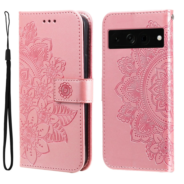 Seven-petal Flowers Embossing Leather Phone Case, For Google Pixel 7a, For Google Pixel 7 Pro, For Google Pixel  7