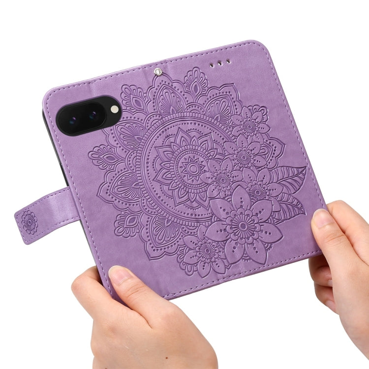 Seven-petal Flowers Embossing Leather Phone Case, For Google Pixel 9a, For Google Pixel 9 Pro, For Google Pixel 9, For Google Pixel 8a, For Google Pixel 8 Pro, For Google Pixel 8