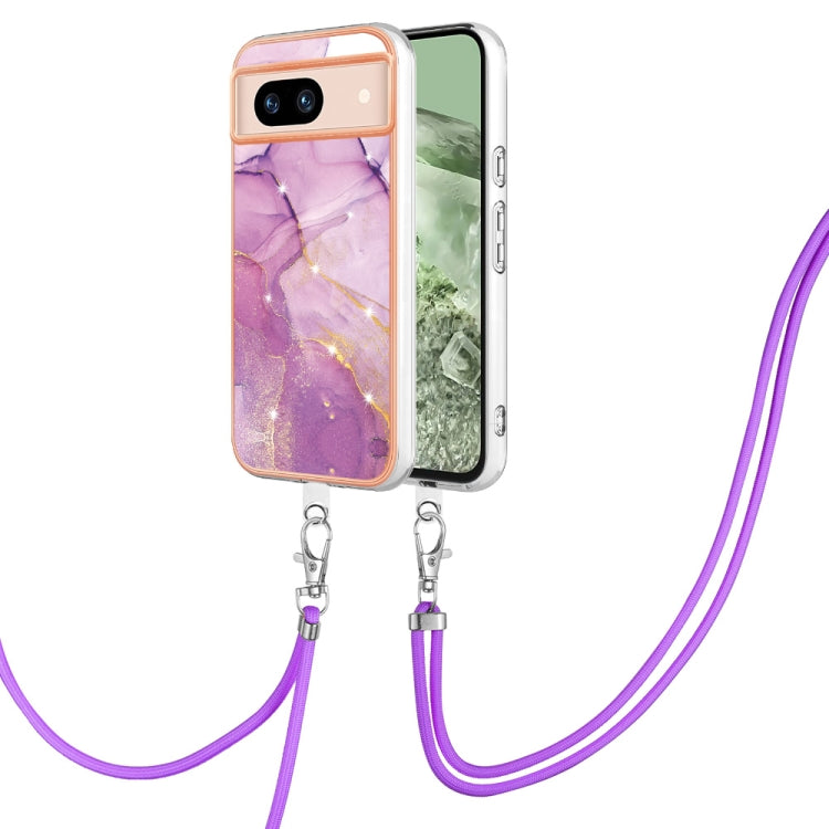 Electroplating Marble Dual-side IMD Phone Case with Lanyard, For Google Pixel 9 Pro XL, For Google Pixel 9 / 9 Pro, For Google Pixel 8a, For Google Pixel 8 Pro, For Google Pixel 8