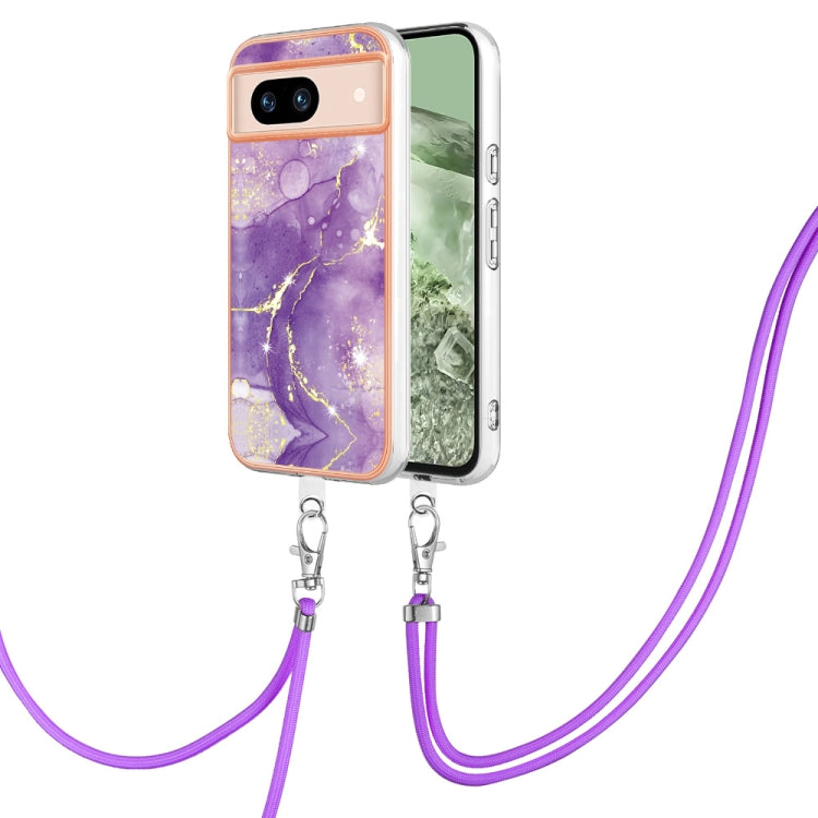 Electroplating Marble Dual-side IMD Phone Case with Lanyard, For Google Pixel 9 Pro XL, For Google Pixel 9 / 9 Pro, For Google Pixel 8a, For Google Pixel 8 Pro, For Google Pixel 8