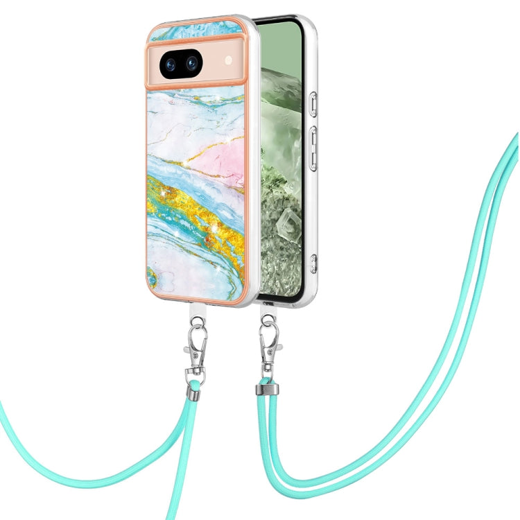 Electroplating Marble Dual-side IMD Phone Case with Lanyard, For Google Pixel 9 Pro XL, For Google Pixel 9 / 9 Pro, For Google Pixel 8a, For Google Pixel 8 Pro, For Google Pixel 8