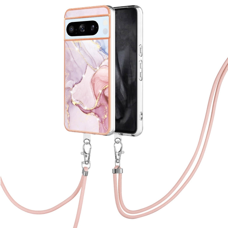 Electroplating Marble Dual-side IMD Phone Case with Lanyard, For Google Pixel 9 Pro XL, For Google Pixel 9 / 9 Pro, For Google Pixel 8a, For Google Pixel 8 Pro, For Google Pixel 8