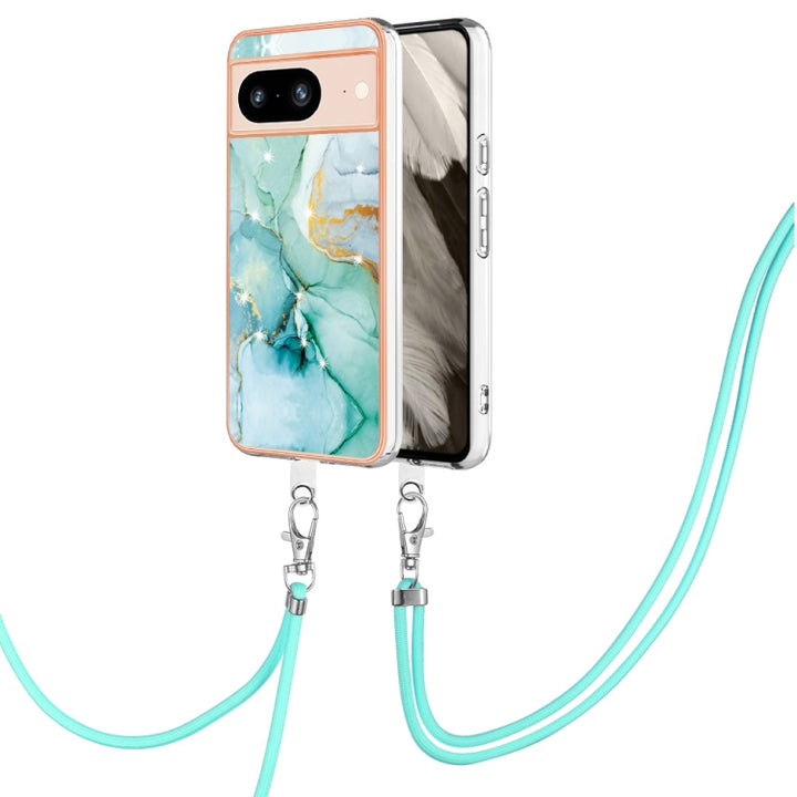 Electroplating Marble Dual-side IMD Phone Case with Lanyard, For Google Pixel 9 Pro XL, For Google Pixel 9 / 9 Pro, For Google Pixel 8a, For Google Pixel 8 Pro, For Google Pixel 8