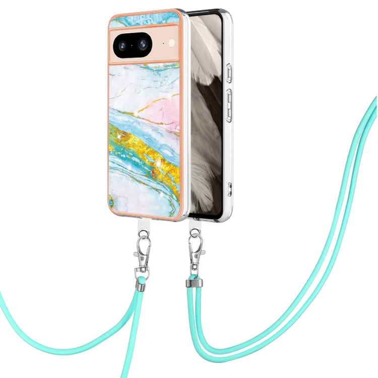 Electroplating Marble Dual-side IMD Phone Case with Lanyard, For Google Pixel 9 Pro XL, For Google Pixel 9 / 9 Pro, For Google Pixel 8a, For Google Pixel 8 Pro, For Google Pixel 8