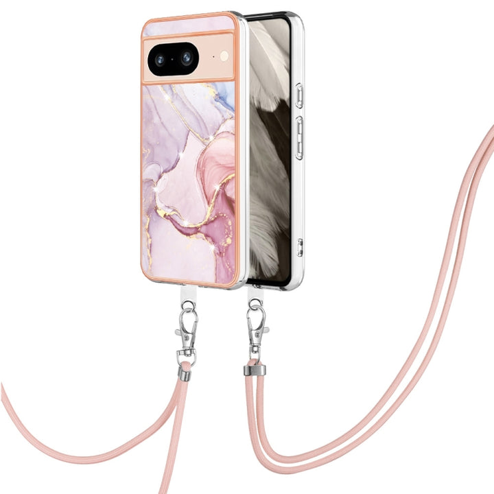 Electroplating Marble Dual-side IMD Phone Case with Lanyard, For Google Pixel 9 Pro XL, For Google Pixel 9 / 9 Pro, For Google Pixel 8a, For Google Pixel 8 Pro, For Google Pixel 8