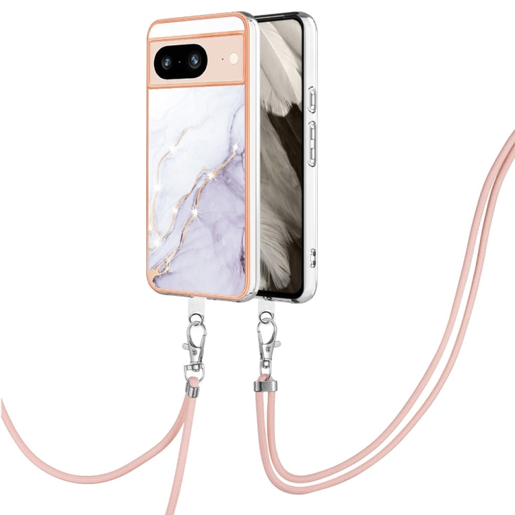 Electroplating Marble Dual-side IMD Phone Case with Lanyard, For Google Pixel 9 Pro XL, For Google Pixel 9 / 9 Pro, For Google Pixel 8a, For Google Pixel 8 Pro, For Google Pixel 8