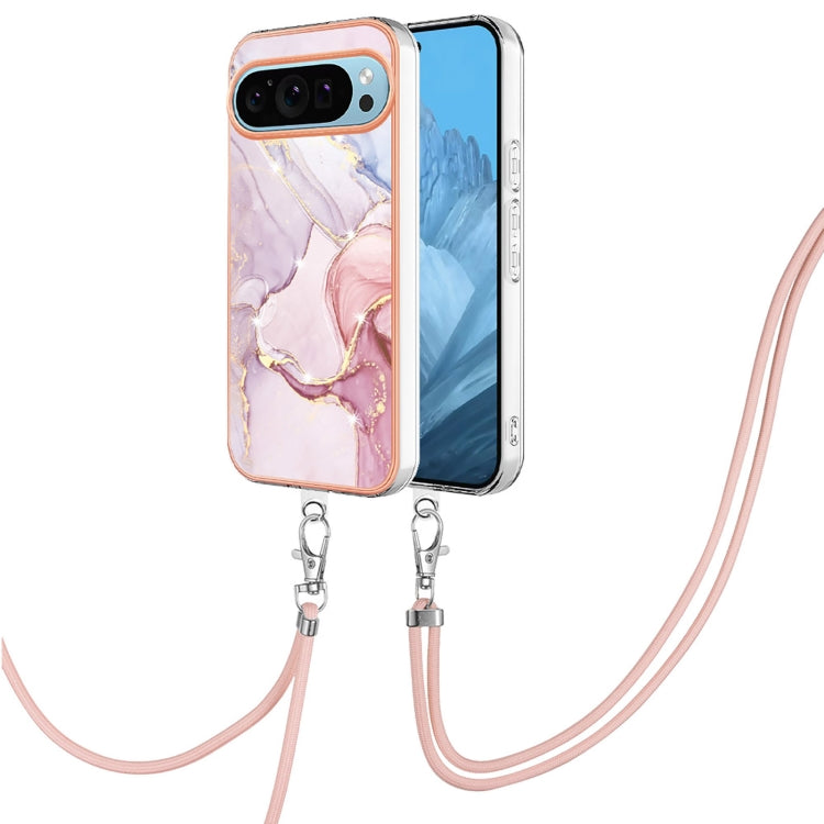 Electroplating Marble Dual-side IMD Phone Case with Lanyard, For Google Pixel 9 Pro XL, For Google Pixel 9 / 9 Pro, For Google Pixel 8a, For Google Pixel 8 Pro, For Google Pixel 8