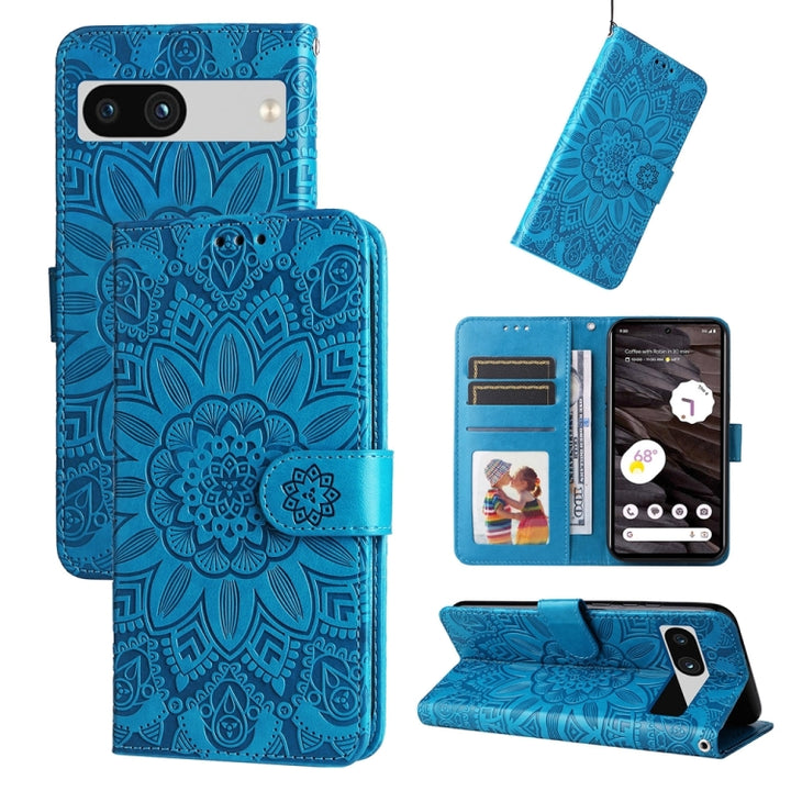 Embossed Sunflower Leather Phone Case, For Google Pixel 7a, For Google Pixel 7 Pro, For Google Pixel 7