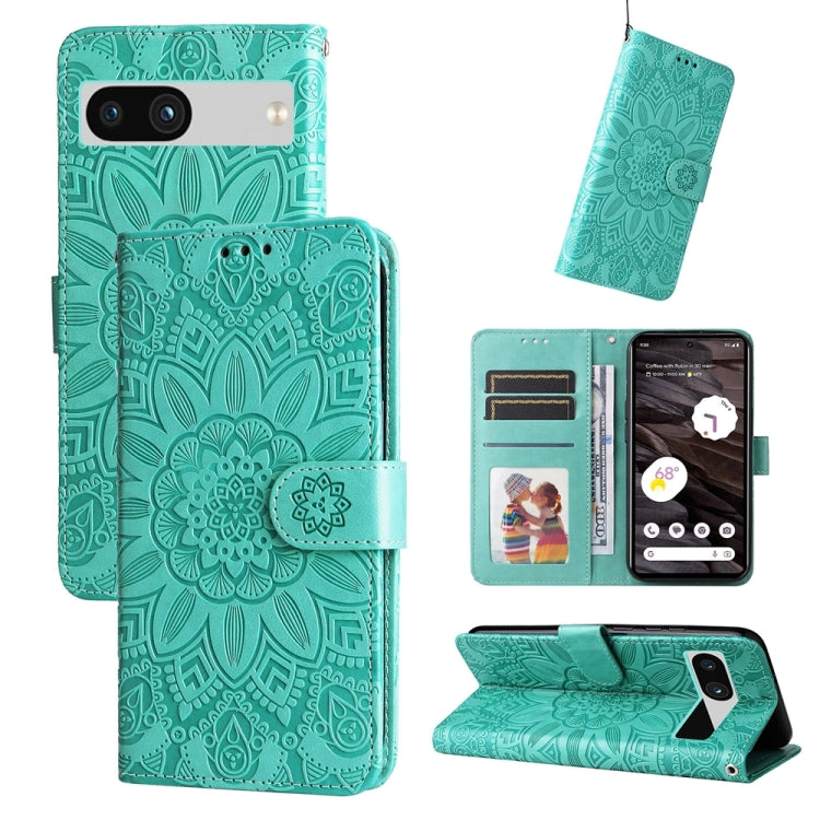 Embossed Sunflower Leather Phone Case, For Google Pixel 7a, For Google Pixel 7 Pro, For Google Pixel 7