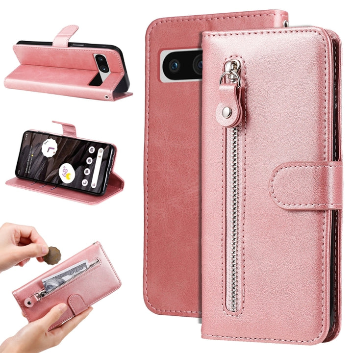 Fashion Calf Texture Zipper Leather Phone Case, For Google Pixel 7a, For Google Pixel 7 Pro, For Google Pixel 7