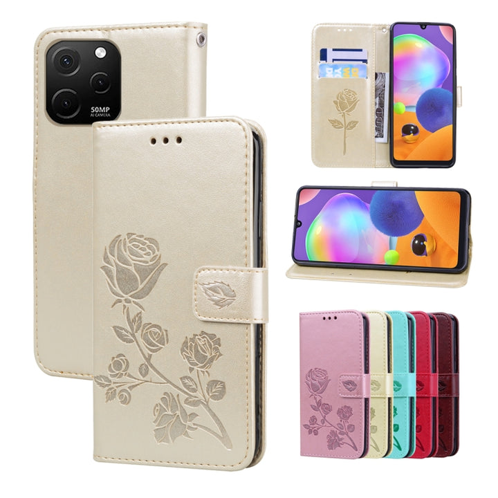 Rose Embossed Flip PU Leather Phone Case, For Huawei nova Y61/Enjoy 50z, For Huawei nova Y70 / Y70 Plus, For Huawei nova 9 SE 4G/5G