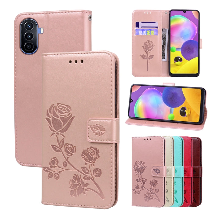 Rose Embossed Flip PU Leather Phone Case, For Huawei nova Y61/Enjoy 50z, For Huawei nova Y70 / Y70 Plus, For Huawei nova 9 SE 4G/5G