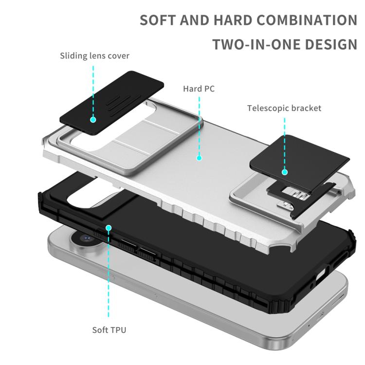 Stereoscopic Holder Sliding Camshield Phone Case, For Google Pixel 9 Pro XL, For Google Pixel 9 Pro, For Google Pixel 8 Pro, For Google Pixel 8