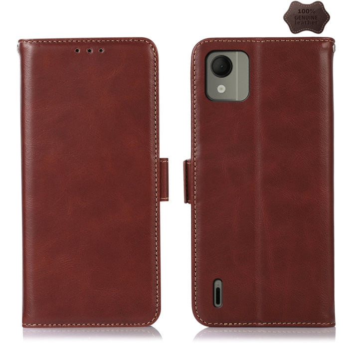 Magnetic Crazy Horse Texture Genuine Leather RFID Phone Case, For Nokia G42 5G, For Nokia XR21, For Nokia C110