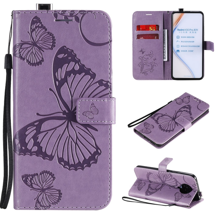 3D Butterflies Embossing Pattern Horizontal Flip Leather Case with Holder & Card Slot & Wallet, For Xiaomi Redmi K30 Pro, For Xiaomi Redmi Note 9 Pro, For Xiaomi Redmi Note 9 / 10X 4G, For Samsung Galaxy A11