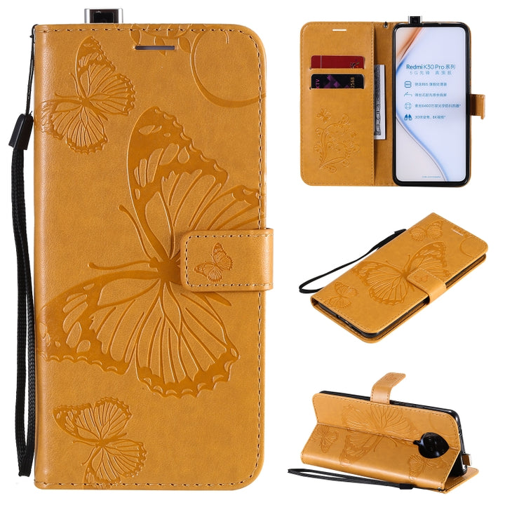 3D Butterflies Embossing Pattern Horizontal Flip Leather Case with Holder & Card Slot & Wallet, For Xiaomi Redmi K30 Pro, For Xiaomi Redmi Note 9 Pro, For Xiaomi Redmi Note 9 / 10X 4G, For Samsung Galaxy A11