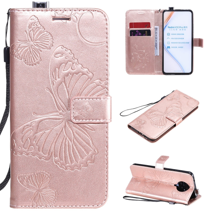 3D Butterflies Embossing Pattern Horizontal Flip Leather Case with Holder & Card Slot & Wallet, For Xiaomi Redmi K30 Pro, For Xiaomi Redmi Note 9 Pro, For Xiaomi Redmi Note 9 / 10X 4G, For Samsung Galaxy A11