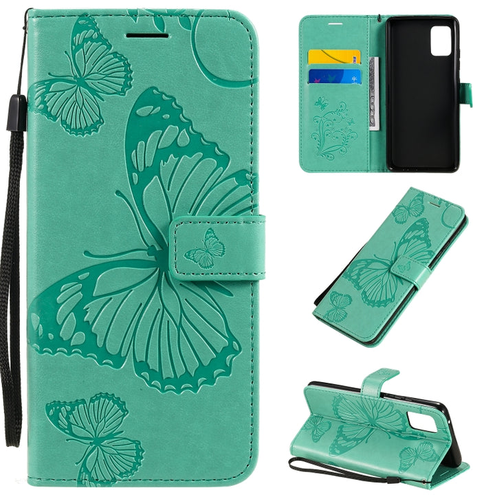 3D Butterflies Embossing Pattern Horizontal Flip Leather Case with Holder & Card Slot & Wallet, For Samsung Galaxy A21s, For Samsung Galaxy A31, For Samsung Galaxy A41, For Samsung Galaxy A51 5G