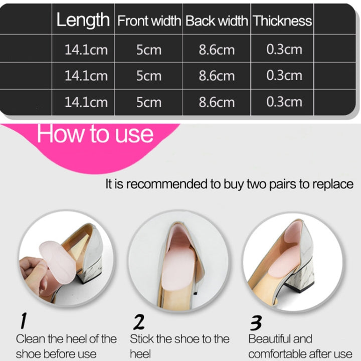 1pair 2 in 1 Anti-grinding Silicone Thickened Heel Stickers