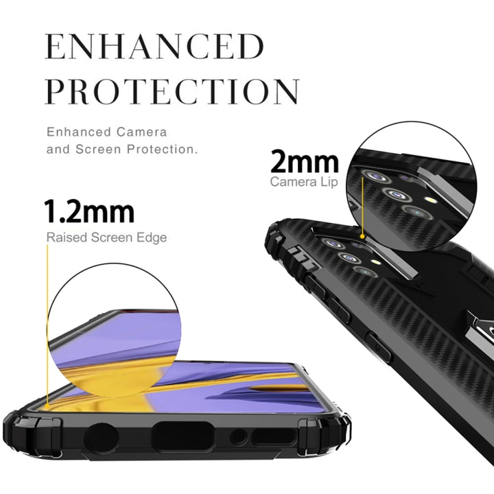 Carbon Fiber Protective Case with 360 Degree Rotating Ring Holder, For Samsung A11 (EU Version), For Samsung Galaxy A21S, For Samsung Galaxy A31, For Samsung Galaxy A41