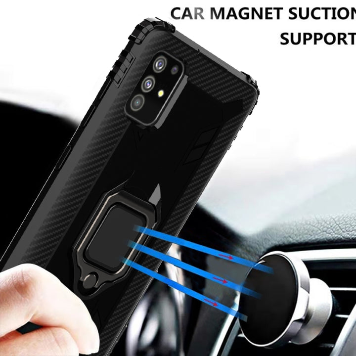 Carbon Fiber Protective Case with 360 Degree Rotating Ring Holder, For Samsung A11 (EU Version), For Samsung Galaxy A21S, For Samsung Galaxy A31, For Samsung Galaxy A41