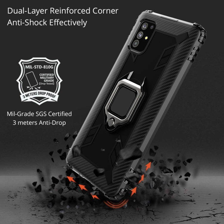 Carbon Fiber Protective Case with 360 Degree Rotating Ring Holder, For Samsung A11 (EU Version), For Samsung Galaxy A21S, For Samsung Galaxy A31, For Samsung Galaxy A41