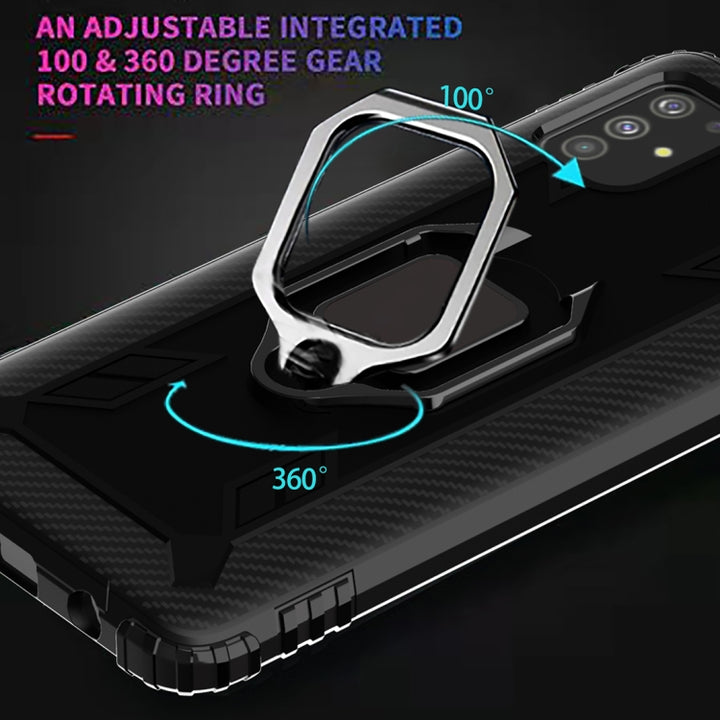 Carbon Fiber Protective Case with 360 Degree Rotating Ring Holder, For Samsung A11 (EU Version), For Samsung Galaxy A21S, For Samsung Galaxy A31, For Samsung Galaxy A41