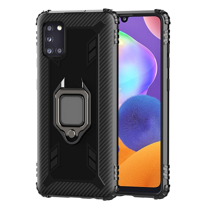 Carbon Fiber Protective Case with 360 Degree Rotating Ring Holder, For Samsung A11 (EU Version), For Samsung Galaxy A21S, For Samsung Galaxy A31, For Samsung Galaxy A41