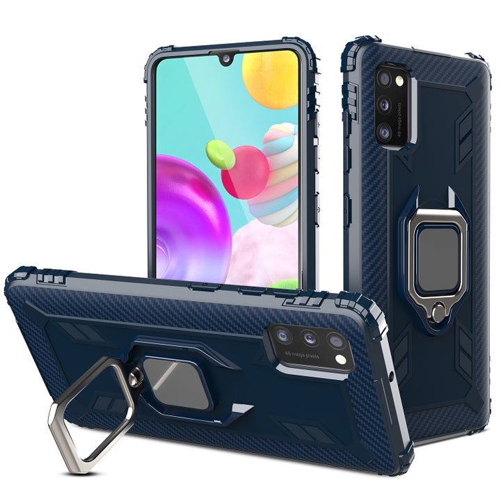 Carbon Fiber Protective Case with 360 Degree Rotating Ring Holder, For Samsung A11 (EU Version), For Samsung Galaxy A21S, For Samsung Galaxy A31, For Samsung Galaxy A41