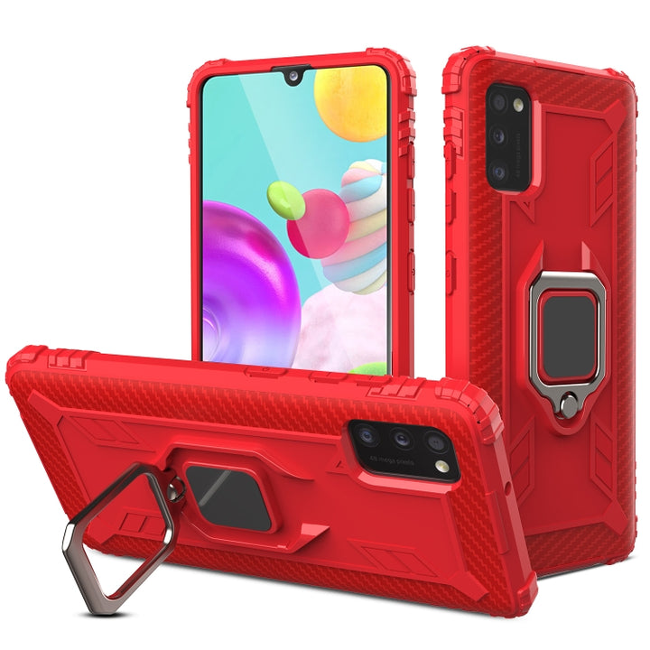 Carbon Fiber Protective Case with 360 Degree Rotating Ring Holder, For Samsung A11 (EU Version), For Samsung Galaxy A21S, For Samsung Galaxy A31, For Samsung Galaxy A41