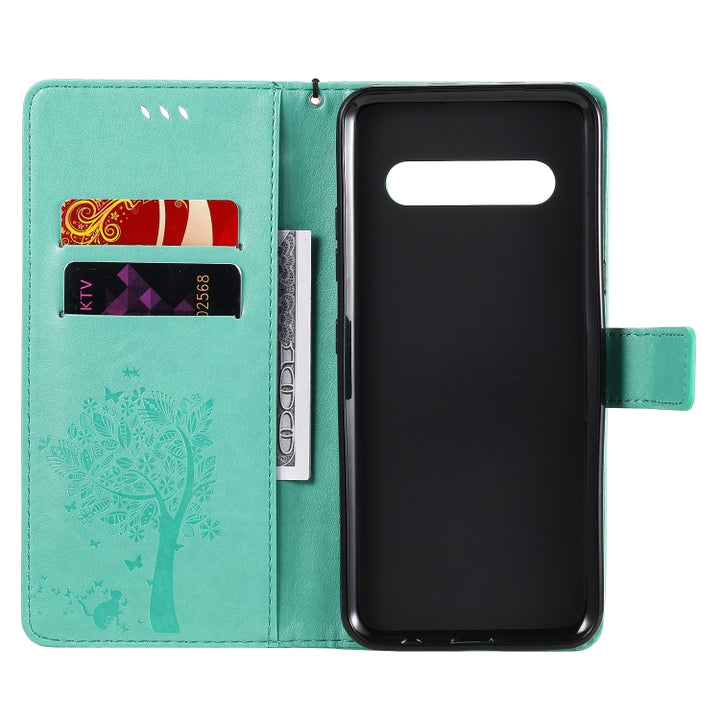 Tree & Cat Embossed Pattern Horizontal Flip Leather Case with Holder & Card Slots & Wallet & Lanyard, For LG V60 ThinQ 5G, For Motorola Moto G Power